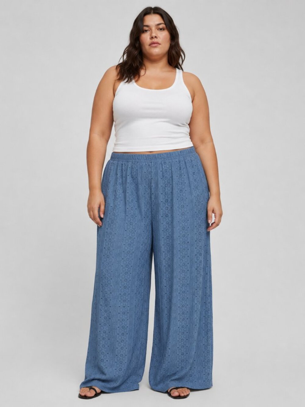 Eyelet Embroidered Wide Leg Pants